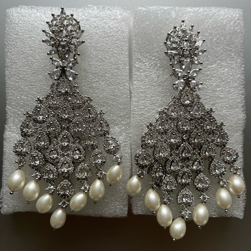 Elegant Silver and Pearl Drop Earrings
